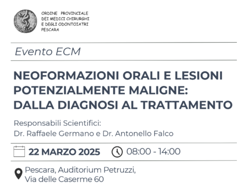 Neoformazioni orali e lesioni potenzialmente maligne: dalla diagnosi al trattamento